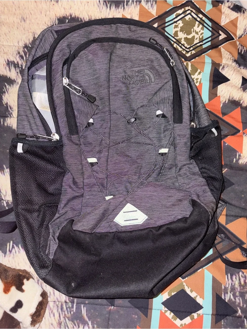 The North Face Gray and Black Men's Backpack with Front Bungee